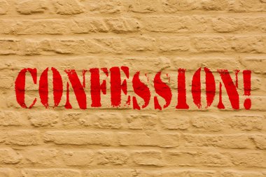 El yazısı metin itiraf. Giriş vahiy açıklama Divulgence söyleyiş iddia tuğla duvar sanatı duvarda yazılı Graffiti motivasyonel arama gibi anlam kavramı.