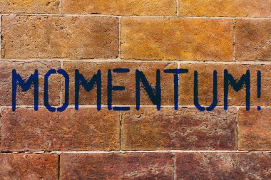 Kavramsal el momentum gösterilen yazma. Vücut kütle ve hız tuğla duvar sanat Graffiti motivasyon gibi ürün duvarda yazılı hareketli bir miktar hareket vitrine iş fotoğraf.