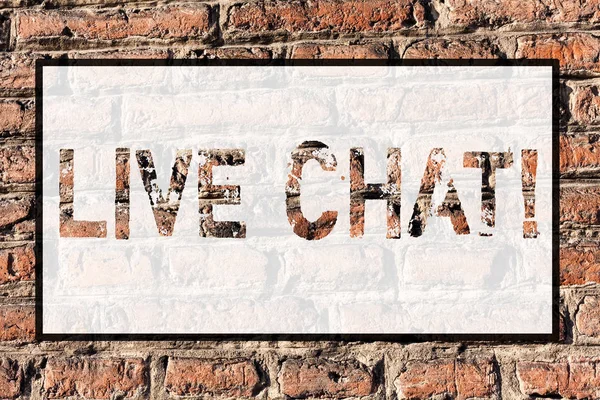 Word writing text Live Chat. Business concept for Real time media conversation Online communicate Brick Wall art like Graffiti motivational call written on the wall.