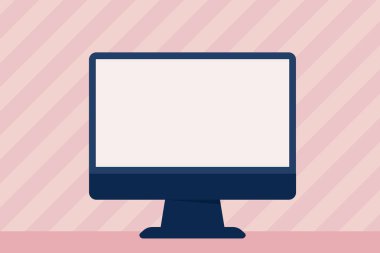 Boş bilgisayar renkli monitör Stand monte Illustration. Boş alanı masaüstü Pc renkli ekran masada duran. Sunum ve rapor için yaratıcı arka plan fikir.