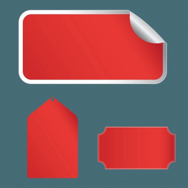 Farklı boş renk etiket, sınır, kıvrık köşe ve etiket ile kendinden yapışkanlı etiket. Ürün ve etiketleme, davet, sanat ve zanaat öğeyi yaratıcı yazdırılabilir arka plan fikri.