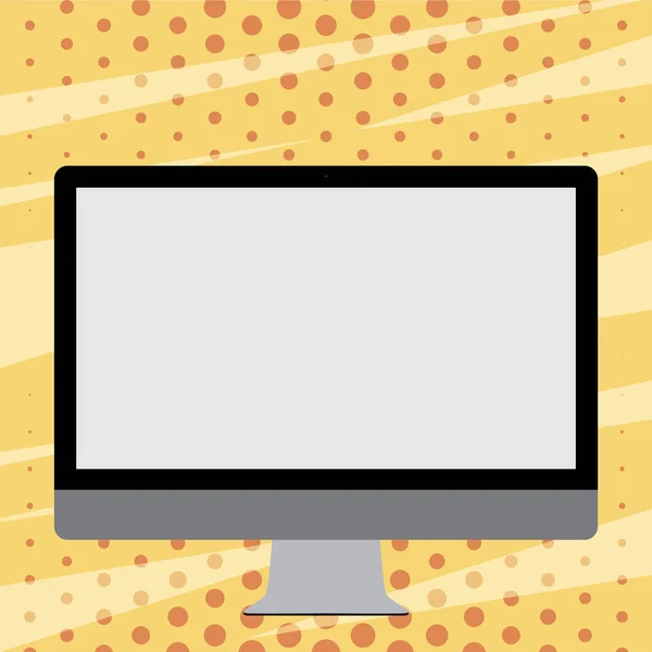 Illustrazione di Blank White Computer Monitor montato su stand. Idea di progettazione dello schermo vuoto desktop in stile piatto per l'applicazione tecnologica. Unità di visualizzazione PC pulita di hardware elettronico . — Vettoriale Stock