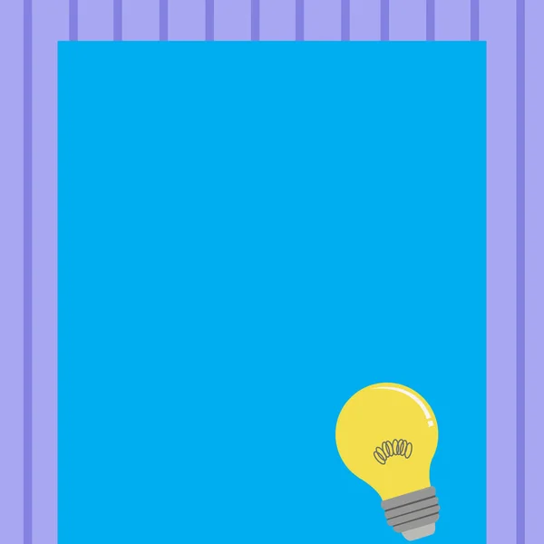 Icono de la idea de la bombilla con filamento en la parte superior del papel de color en blanco. Lámpara incandescente con alambre de bobina que descansa en el tablero de la sombra del pastel. Idea de Antecedentes Creativos para Anuncio y Expresiones . — Vector de stock