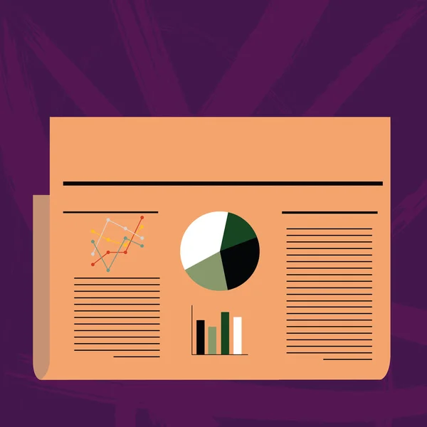 Plan de conception de mise en page colorée de lignes de texte, de barres, de diagrammes linéaires et à secteurs pour le bulletin d'information sur l'état du compte. Contexte créatif Idée pour la présentation financière et le rapport économique . — Image vectorielle