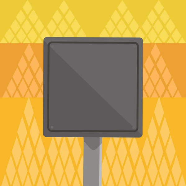 3d 方形空白五颜六色的柯西路标志与黑色边界和反射安装在一个腿木支架上。创新背景理念, 用于咨询、旅游指南和户外警告. — 图库矢量图片