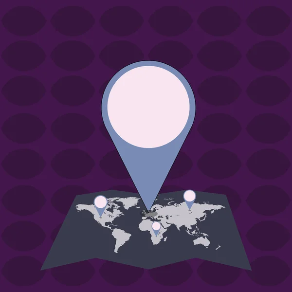 Барвисте величезне розташування маркер-піна вказує на область або адресу на карті. Креативна ідея для доставки, доставки, презентації, навігації, покупок та подорожей . — стоковий вектор