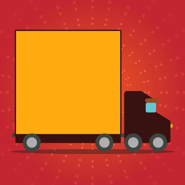 Illustration of Delivery Truck with Blank Covered Back Container for Word Space. Lorry Vehicle with Empty Room for Text and Graphic. Creative Background for Transit Ads and Movers. — Stock Vector