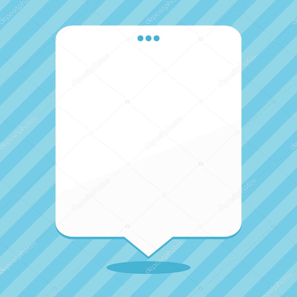 Blank Rectangular Shape Speech Bubble with 3 Punch Holes. White Empty Text Balloon Floating with Triple Puncture on Top. Creative Background Space for Announcements and Clippings.