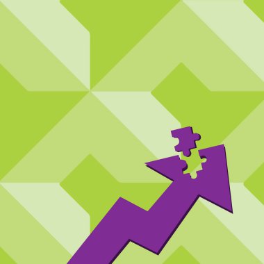 Renk ok resimde işaret yukarıya doğru Jigsaw bulmaca kiremit parçası gibi müstakil bölümü ile. Çözüm, finansal stratejiler ve harita yön bulmak için yaratıcı arka plan kavramı.