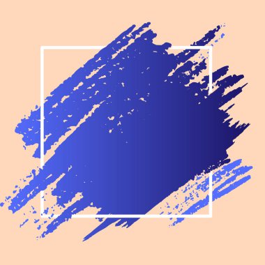 İki ton kare satırları ötesine lekeler. Mark üzerinde ve altında anahat geçen kaşı. Mavi boya yüzeyi fırça ile sürülür. Yaratıcı ve Modern boş geçmiş fikirler.