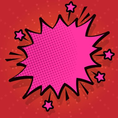 Kızgın konuşma balonu küçük yıldız ve kalın koyu anahat Illustration. Boş yere yarı ton patlama metin balon bağırarak. Boş dikenli ve pürüzlü iletişim kutusu arka plan.