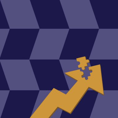 Renk ok resimde işaret yukarıya doğru Jigsaw bulmaca kiremit parçası gibi müstakil bölümü ile. Çözüm, finansal stratejiler ve harita yön bulmak için yaratıcı arka plan kavramı.