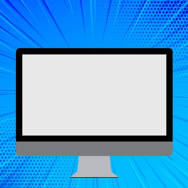 Állványra szerelt üres fehér számítógép-Monitor illusztrációja. Lapos stílusú asztal üres képernyő Design ötlet technológia alkalmazása. Tiszta Pc kijelző egység elektronikus hardver. — Stock Vector