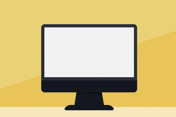 Ilustração do monitor de cores em branco do computador montado no suporte. Espaço vazio desktop PC tela colorida autônoma na tabela. Ideia de fundo criativo para apresentação e relatório . — Vetor de Stock