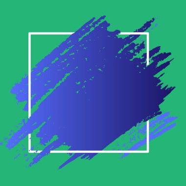 İki ton kare satırları ötesine lekeler. Mark üzerinde ve altında anahat geçen kaşı. Mavi boya yüzeyi fırça ile sürülür. Yaratıcı ve Modern boş geçmiş fikirler.