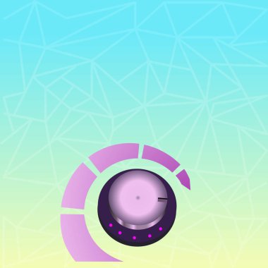 Yüksek ve düşük döner denetim geçiş elektronik ve gaz ürünleri. İşaretçi çizgi ve ses gücü göstergesi ile ses kontrol düğmesi. Promo ve müzikal etkinlikler için yaratıcı boş alan.