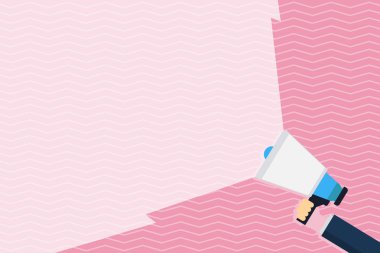 Megafon ses aracılığıyla boş geniş ışın yoğunluğunu uzanan tutan el. Hacim aralığı geniş kapsam yoluyla artan loudhailer. Duyuru için boş yaratıcı geçmiş.