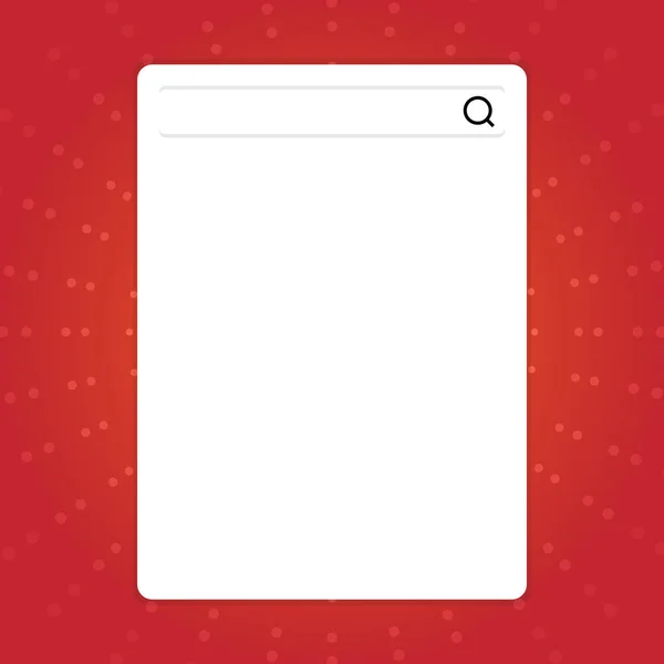 Search Bar with Magnifying Glass Icon on Blank Vertical White Screen. Background Idea of Looking for Information by Typing Keyword. Web Research Box with Magnifier for Data Result. — Stock Vector