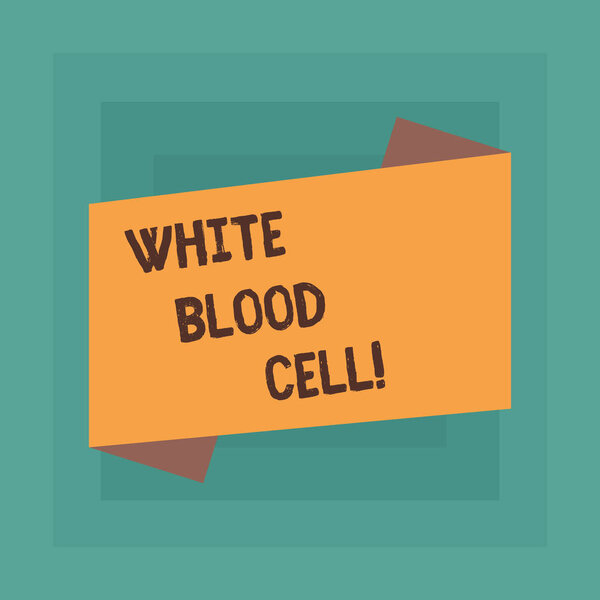 Conceptual hand writing showing White Blood Cell. Business photo text Leucocytes in charge of protect body from infections Blank Color Folded Banner Strip Flat Style Announcement Poster.