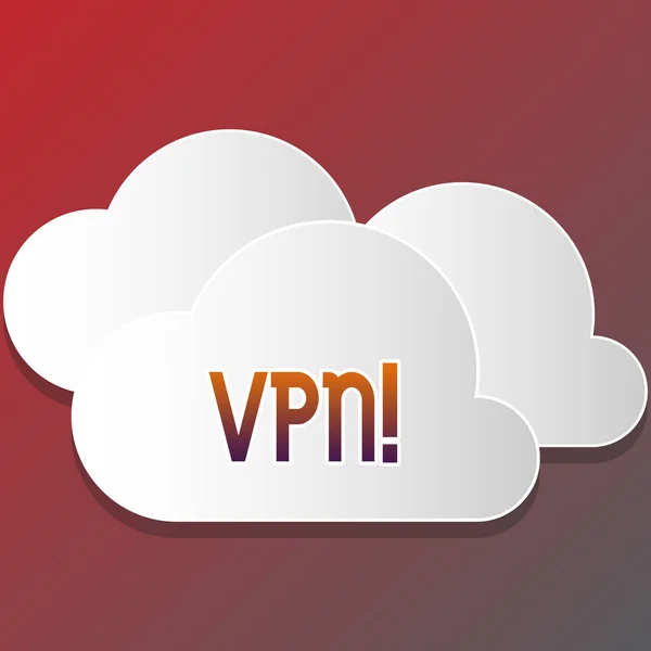 Text sign showing Vpn. Conceptual photo Secured virtual private network across confidential domain protected Blank White Fluffy Clouds Cut Out of Board Floating on Top of Each Other. — Stock Photo, Image