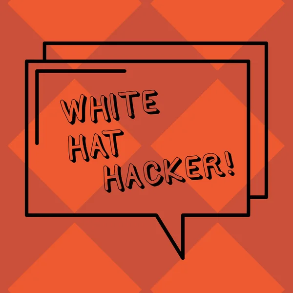 Handwriting text White Hat Hacker. Concept meaning Computer security expert specialist in penetration testing Rectangular Outline Transparent Comic Speech Bubble photo Blank Space.