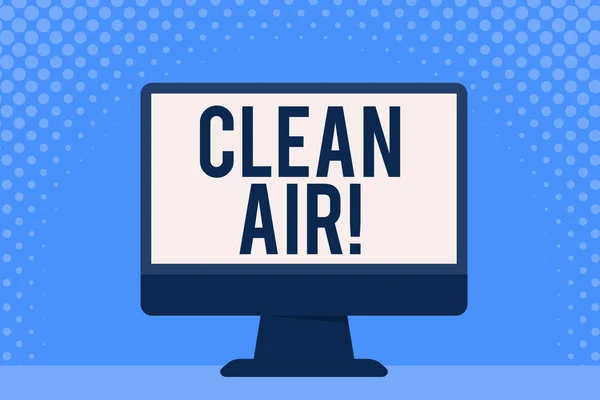 Conceptual hand writing showing Clean Air. Business photo showcasing forbidding in certain areas burning any fuel that produces smoke Blank Desktop Computer Colorful Screen Freestanding on Table. — Stock Photo, Image