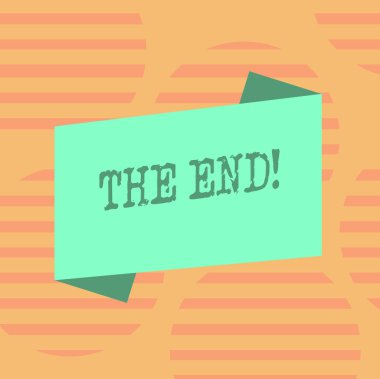 Word metin yazma End. Yaşam sonu bir şey için zaman sona erdirmek için iş kavramı boş renk katlanmış Banner Strip düz stil duyuru poster için fotoğraf.