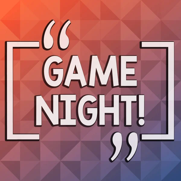 Word scrittura testo Game Night. Business concept per di solito il suo chiamato su date di gioco per adulti come il poker con gli amici Infinite Multi Tone Forma a Triangolo di Colore in Modello Piramide con Dimensione . — Foto Stock