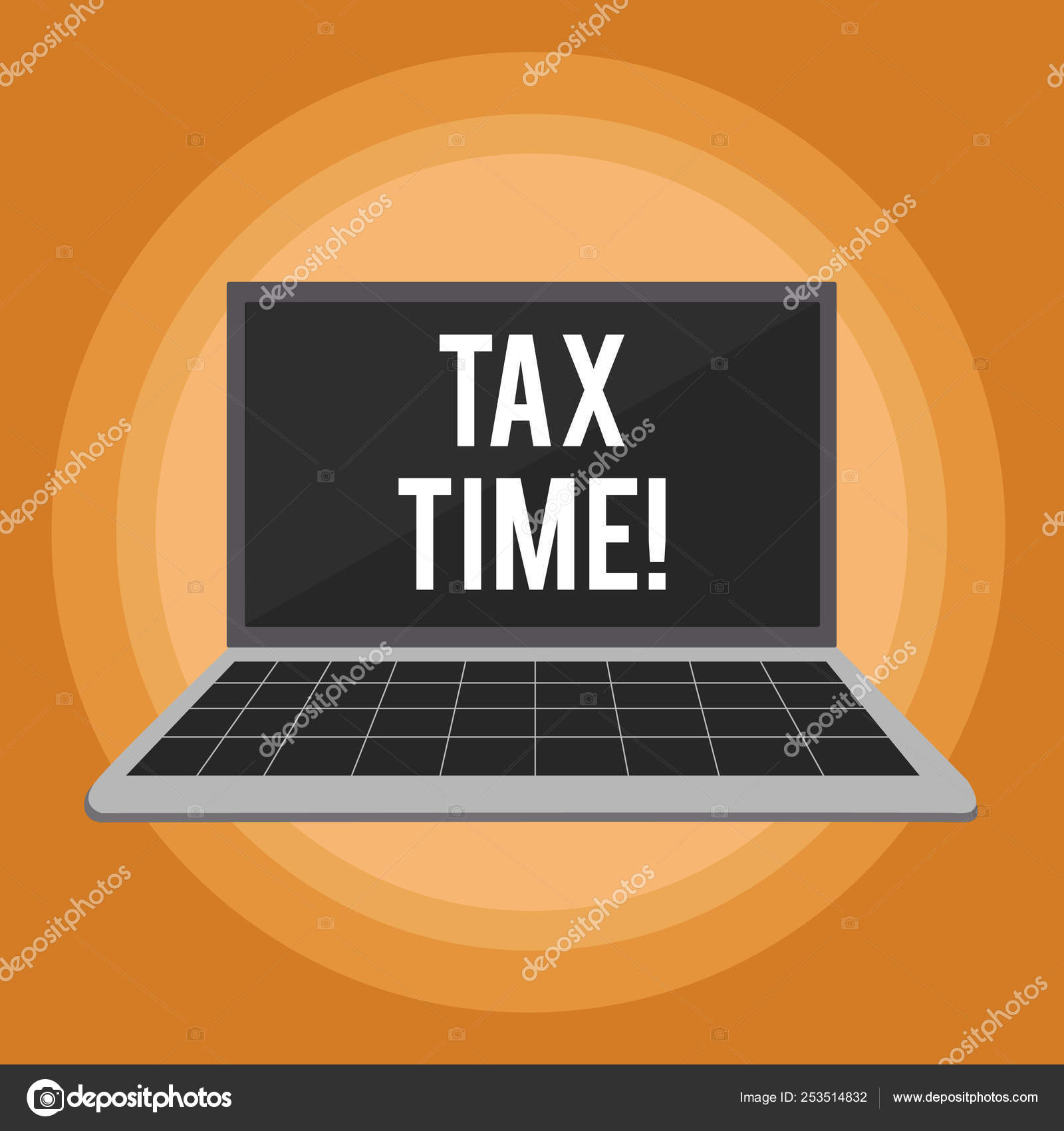 Writing Note Showing Tax Time Business Photo Showcasing When Individual Taxpayers Prepare Their Financial Statements Laptop With Grid Design Keyboard Screen On Pastel Backdrop Stock Photo C Artursz 253514832