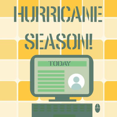 Kavramsal el kasırga sezonu gösterilen yazma. Otelde çoğu Tropikal siklonlar bilgisayar ekranında Online profil verileri ile Stand üzerine monte geliştirmek için beklenen iş fotoğraf metin zaman.