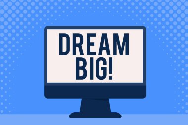 Kavramsal el rüya büyük gösterilen yazma. Hayatını ve işlemdeki boş masaüstü bilgisayar renkli ekran duran tablo yerine olma arayışı amaçla vitrine iş fotoğraf.