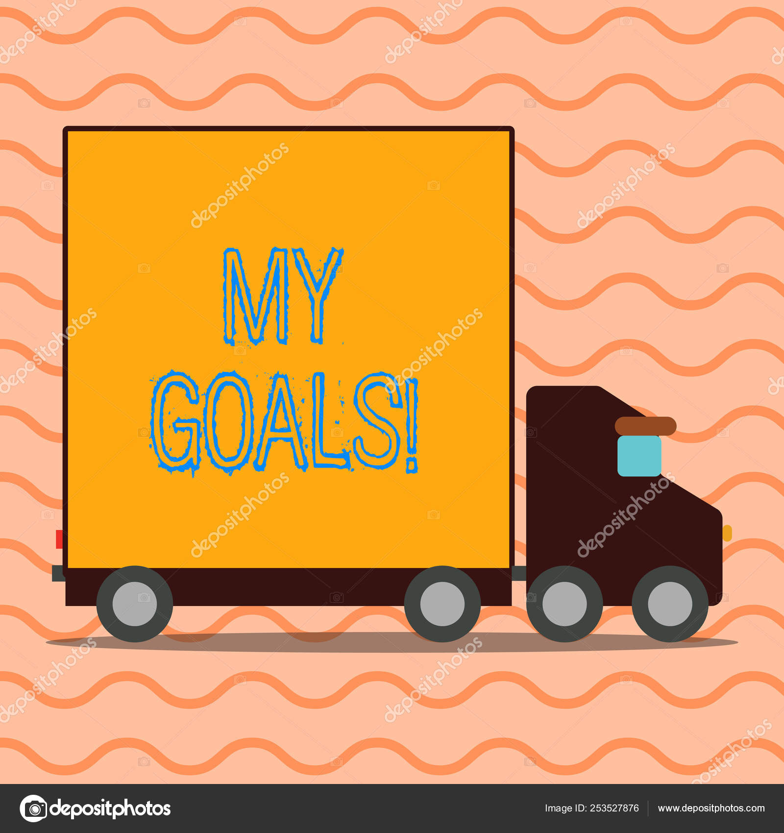 Handwriting Text Writing My Goals Concept Meaning Something That You Hope To Achieve Or Get In Near Or Far Future Delivery Lorry Truck With Blank Covered Back Container To Transport Goods