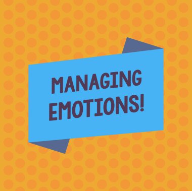 Yönetme duygular gösterilen not yazma. İş fotoğraf vitrine yetenek duyguları açmak ve onları kendini boş renk katlanmış afiş şerit düz stil duyuru Poster modüle.