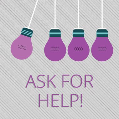 Word writing text Ask For Help. Business concept for Use powers completely taking support from showing around you Color Incandescent Pendant Bulb Hanging with One Different Shade Lightbulb. clipart