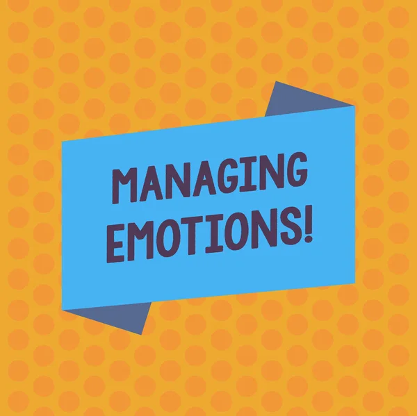 Escribir una nota mostrando Managing Emotions. La capacidad de mostrar fotos de negocios estar abierto a los sentimientos y modularlos en uno mismo Color en blanco plegado Banner Strip Flat Style Announcement Poster . — Foto de Stock