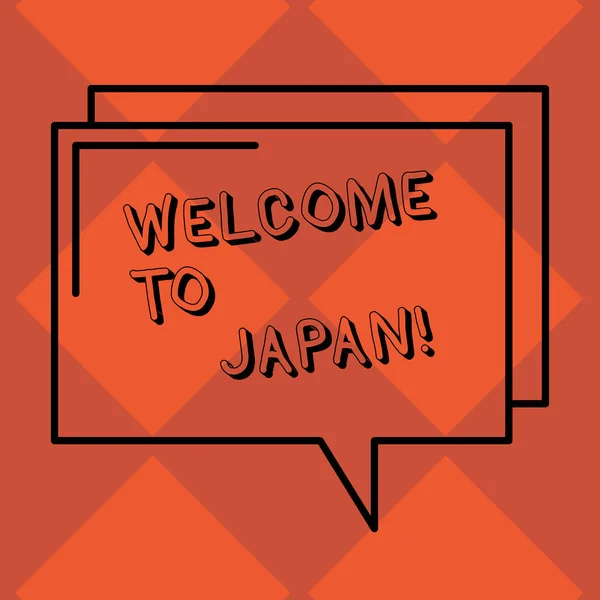 Handgeschreven tekst Welkom naar Japan. Begrip betekenis Arriving aan Aziatische modern land verschillende cultuur rechthoekige omtrek transparant Comic tekstballon foto lege ruimte. — Stockfoto
