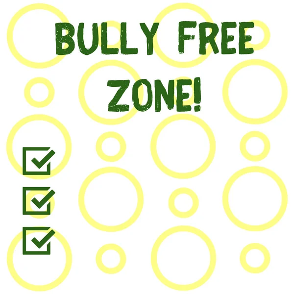 Conceptual hand writing showing Bully Free Zone. Business photo showcasing creating abuse free school college life Seamless Pattern of Loop Rings in Random on White Isolated. — Stock Photo, Image