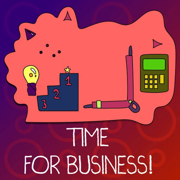 Signo de texto que muestra Time For Business. Foto conceptual cumplir con las transacciones dentro del período prometido al cliente Conjunto de iconos de objetivos profesionales para la planificación, el avance y el reconocimiento . — Foto de Stock