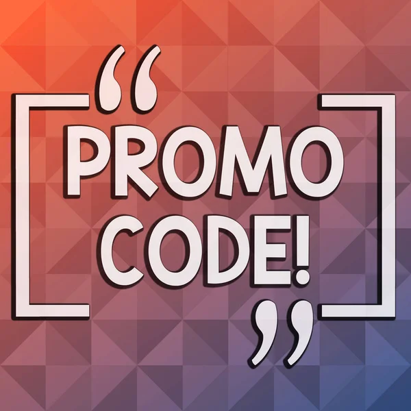 Word writing text Promo Code. Business concept for consisting letters numbers consumers can enter obtain discount Infinite Multi Tone Color Triangle Shape in Pyramid Pattern with Dimension.