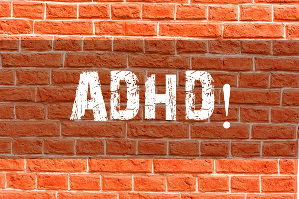 Skriv anteckning som visar ADHD. Business foto skylvisa lärande underlättat för barn undervisning inte mer en svår uppgift Brick Wall konst som graffiti motiverande samtal skrivet på väggen. — Stockfoto