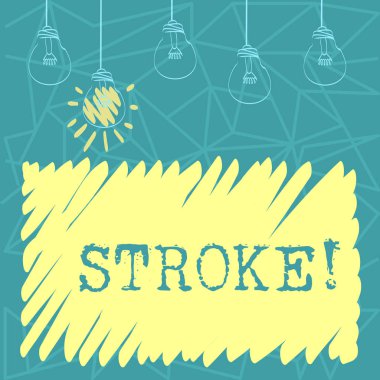 El yazısı metin kontur. Bilinç nedeniyle zayıf kan kaybeden hastaların tıbbi ayarla, şeffaf ampul asılı filaman ve bir akış anlamı ışıklı simgesinde bir kavramdır.