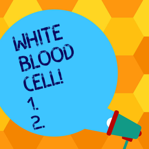 Handwriting text writing White Blood Cell. Concept meaning Leucocytes in charge of protect body from infections Blank Round Color Speech Bubble Coming Out of Megaphone for Announcement.