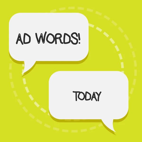 Conceptuele hand schrijven Ad woorden tonen. Zakelijke foto tekst reclame voor een bedrijf via internet de eerste zoekresultaten lege witte spraak ballonnen gesprek op Pastel achtergrond. — Stockfoto