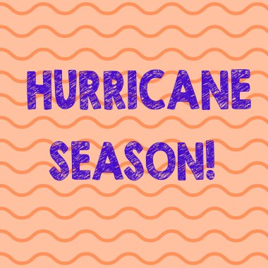 Kavramsal el kasırga sezonu gösterilen yazma. Otelde çoğu Tropikal siklonlar yatay dalgalı çizgiler içinde iki alternatif turuncu tonu renk geliştirmek için beklenen zaman vitrine iş fotoğraf.