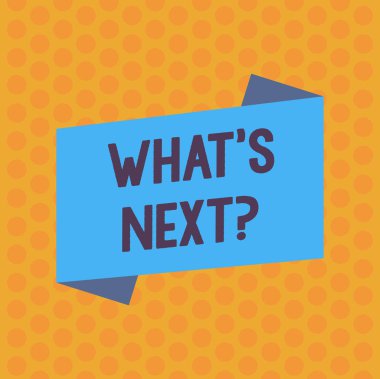 S sonraki soruya ne gösterilen not yazma. Onun gelecek eylemleri veya davranışları boş renk katlanmış afiş şerit düz stil duyuru Poster hakkında gösteren soran vitrine iş fotoğraf.