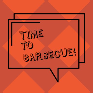 El yazısı metin zaman-barbekü. Yaz etkinliği dikdörtgen anahat saydam çizgi konuşma balonu ızgarada pişirme et tavuk domuz rahatlatıcı anlam kavramı boşluk fotoğraf.
