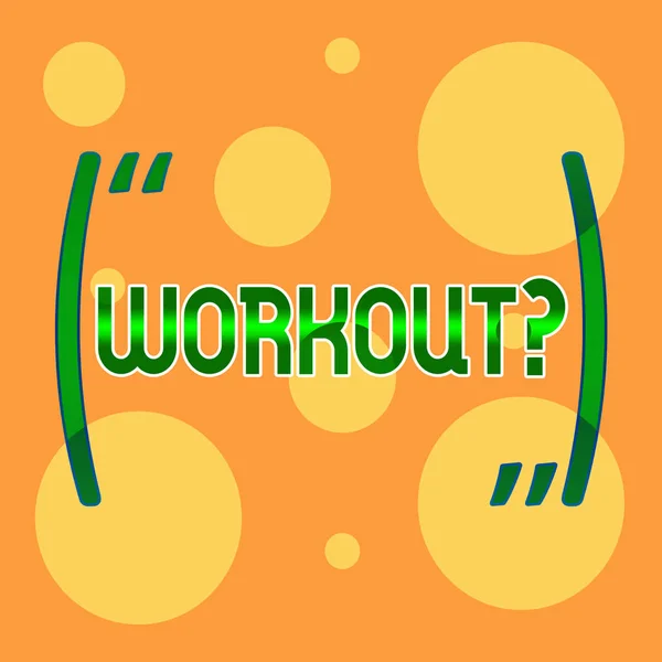 Κείμενο πινακίδα που δείχνει Workoutquestion. Εννοιολογική φωτογραφία δραστηριότητα για bodybuilding κατάρτισης wellness, ασκούν διαφορετικά μεγέθη από κενό κίτρινοι κύκλοι σε τυχαία σε ανοιχτό πορτοκαλί φόντο. — Φωτογραφία Αρχείου