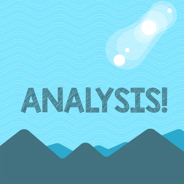 Signe texte montrant Analyse. Photo conceptuelle Plans analytiques stratégiques pour le développement d'un nouveau site Web Vue des montagnes et des collines colorées avec l'éclipse lunaire et solaire . — Photo