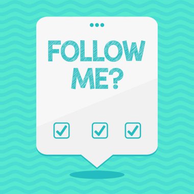 Bana soru takip gösterilen metin işareti. Kavramsal fotoğraf gitmek veya gösteren veya önde boş alan beyaz konuşma balon yüzen üstte üç delikli delikli devam şey sonra gel.