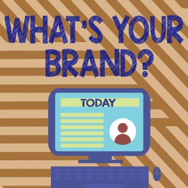 S Your marka soru ne gösterilen metin işareti. Ürün logosu hakkında soran kavramsal fotoğraf istiyor ya da ne, iletişim masaüstü bilgisayar monte Stand ile Online profil verileri monitör ekranında.